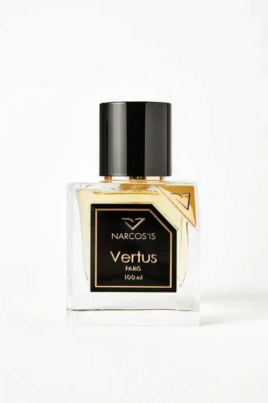 Vertus Narcos’is extrait de parfum intense perfume bottle front view on white background