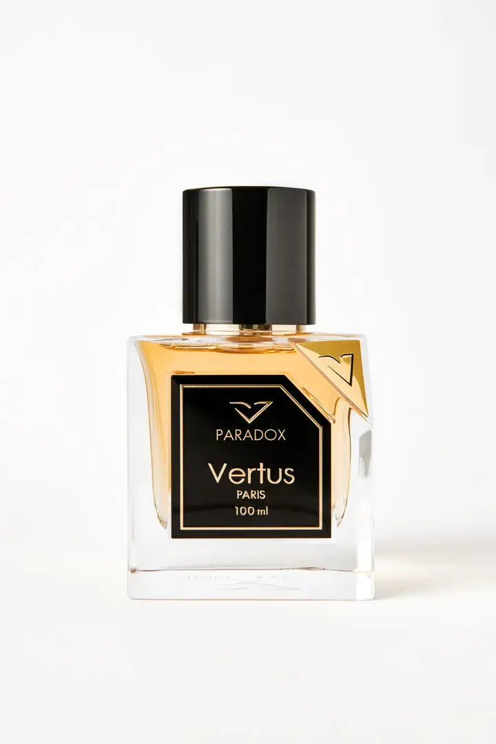Vertus Paradox extrait de parfum modern luxury bottle front view on white background