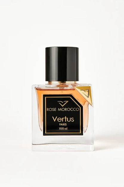 Vertus Rose Morocco extrait de parfum luxury rose bottle front view on white background